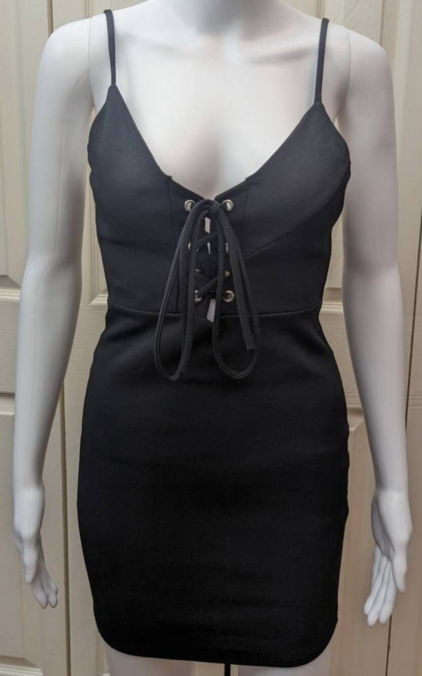 Privately Privileged Dress Size S Lace Up Bodycon Low Cut Club Clubwear Sexy